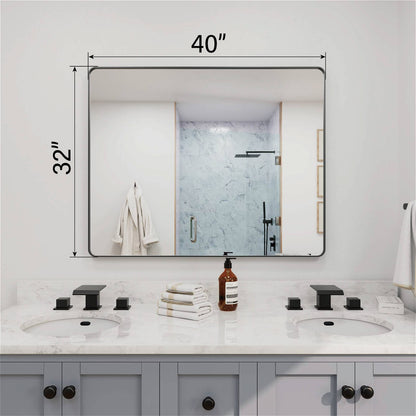 40 x 32 inches wide rectangular black framed bathroom mirror