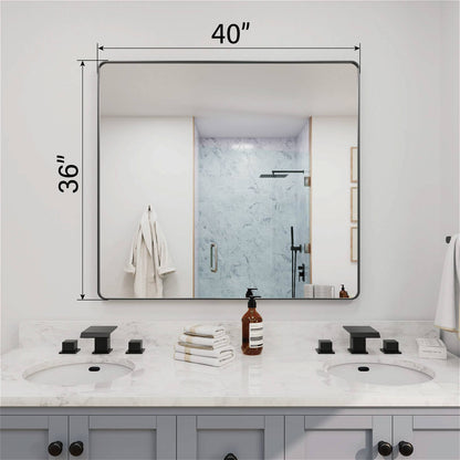 40 x 36 inches large black framed bathroom mirror