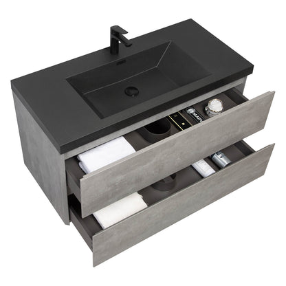 42 in Wall Mounted Cement Gray Vanity for Modern Bathroom Designs