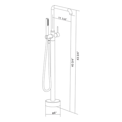 Single Handle Brass Freestanding Tub Faucet with Handheld Spray Swivel Right Angle Spout