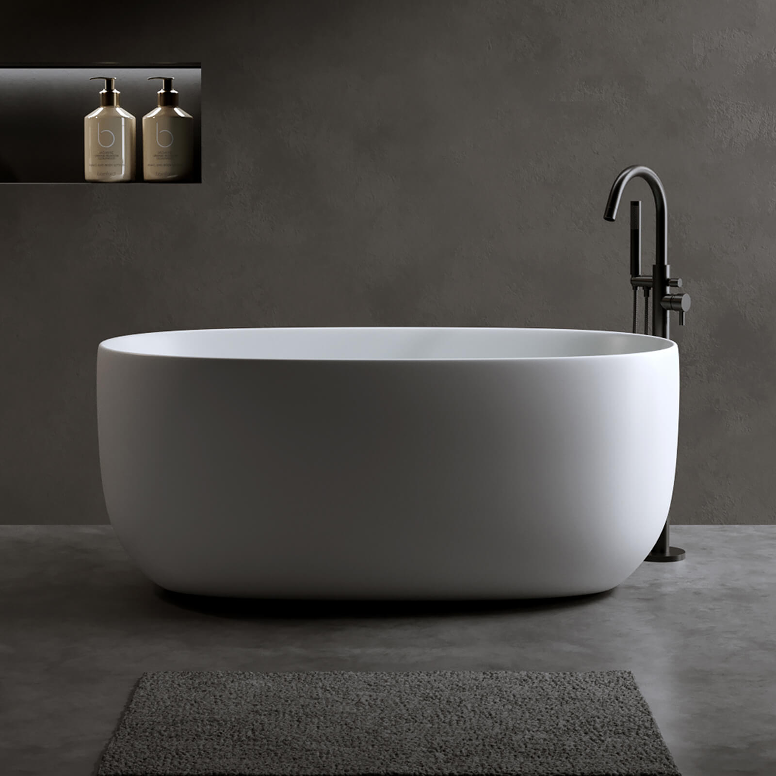 47 inch Compact Freestanding Stone Resin Bathtub