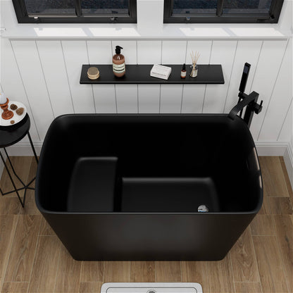 47 Inch Black Small Freestanding Japanese Soaking Tub