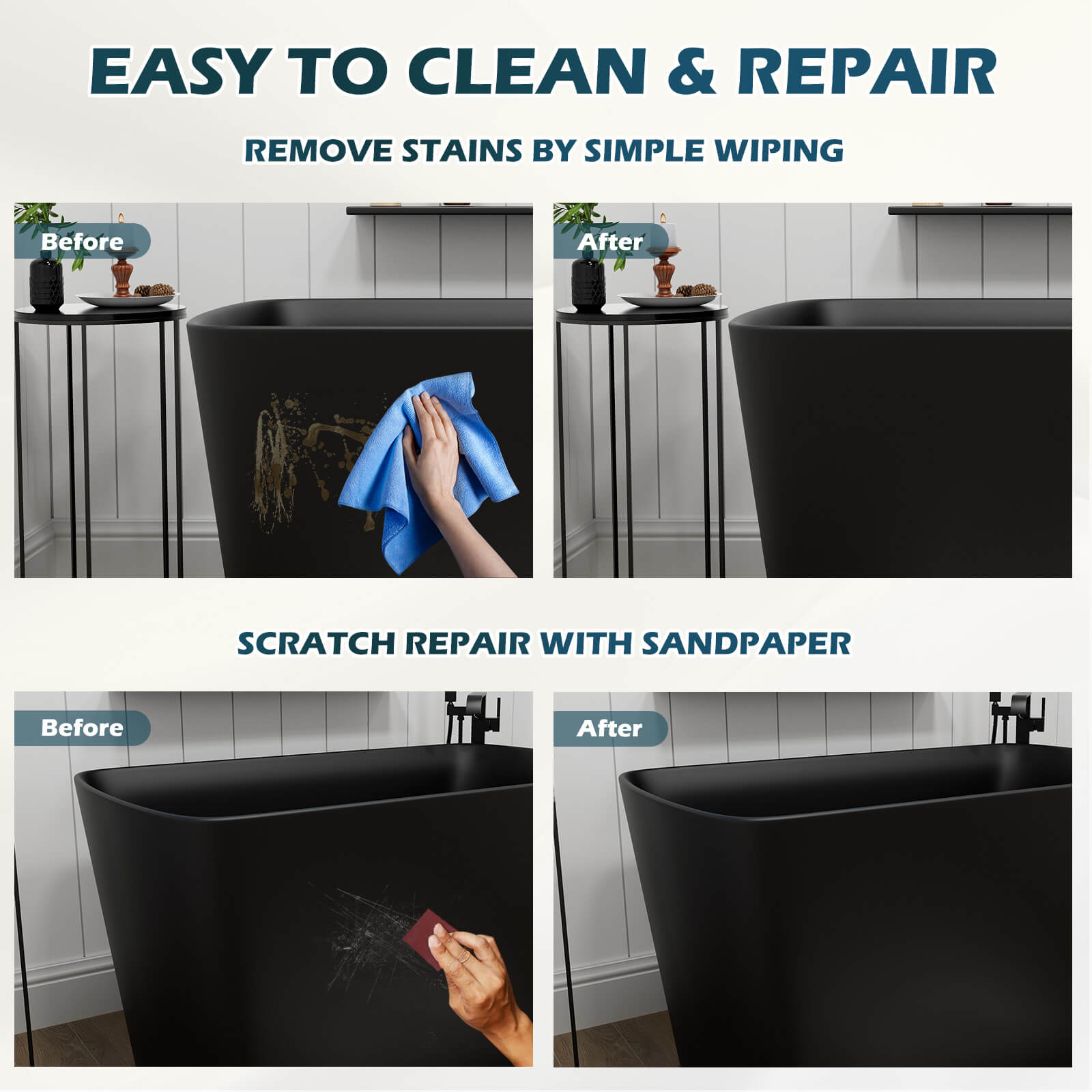 47 Inch Stone Resin Built-in Seat Small Freestanding Tub