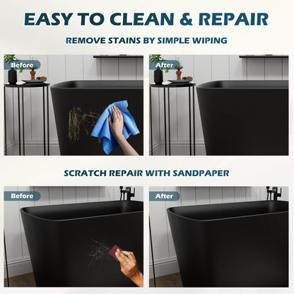 47 Inch Stone Resin Built-in Seat Small Freestanding Tub