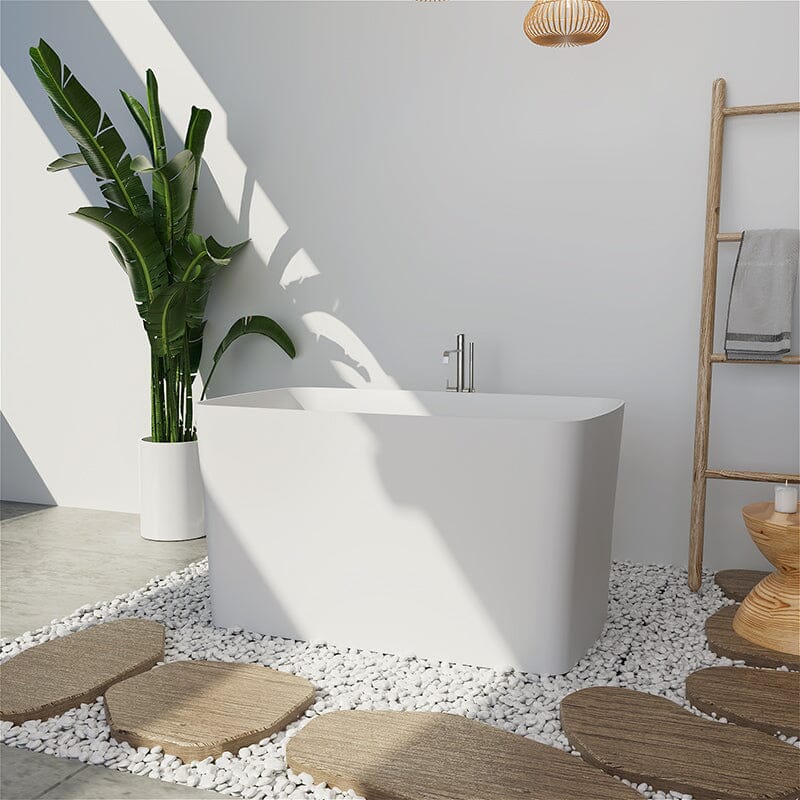 White Stone Resin Freestanding Japanese Bath tub with Seat