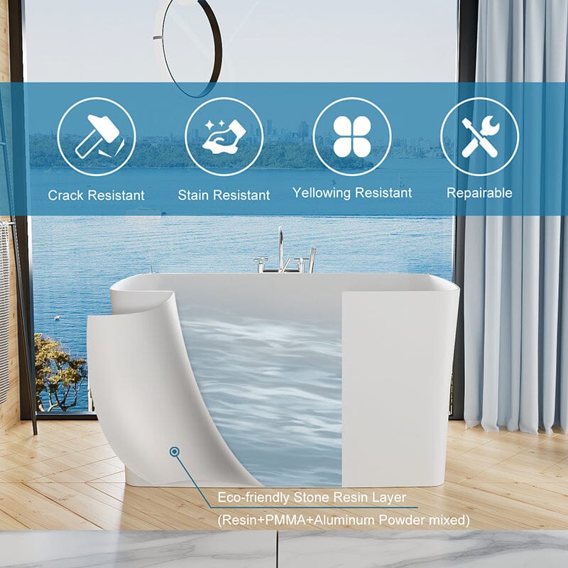 47-inch Japanese style soaking tub with built-in seat material introduction