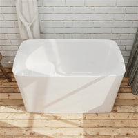 47'' Acrylic Freestanding Japanese Soaking Bathtub with Built-in Seat Glossy White