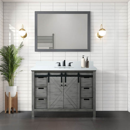 48&quot; Ash Gray Barn Bathroom Vanity with Quartz Countertop