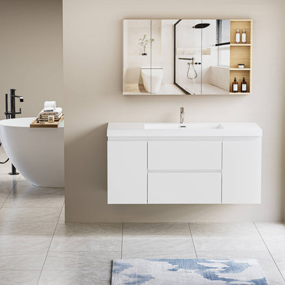 48 inch Waterproof Coated Solid Wood Floating Vanity
