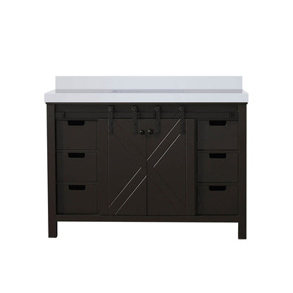 48 inch dark brown barn style bathroom vanity front view