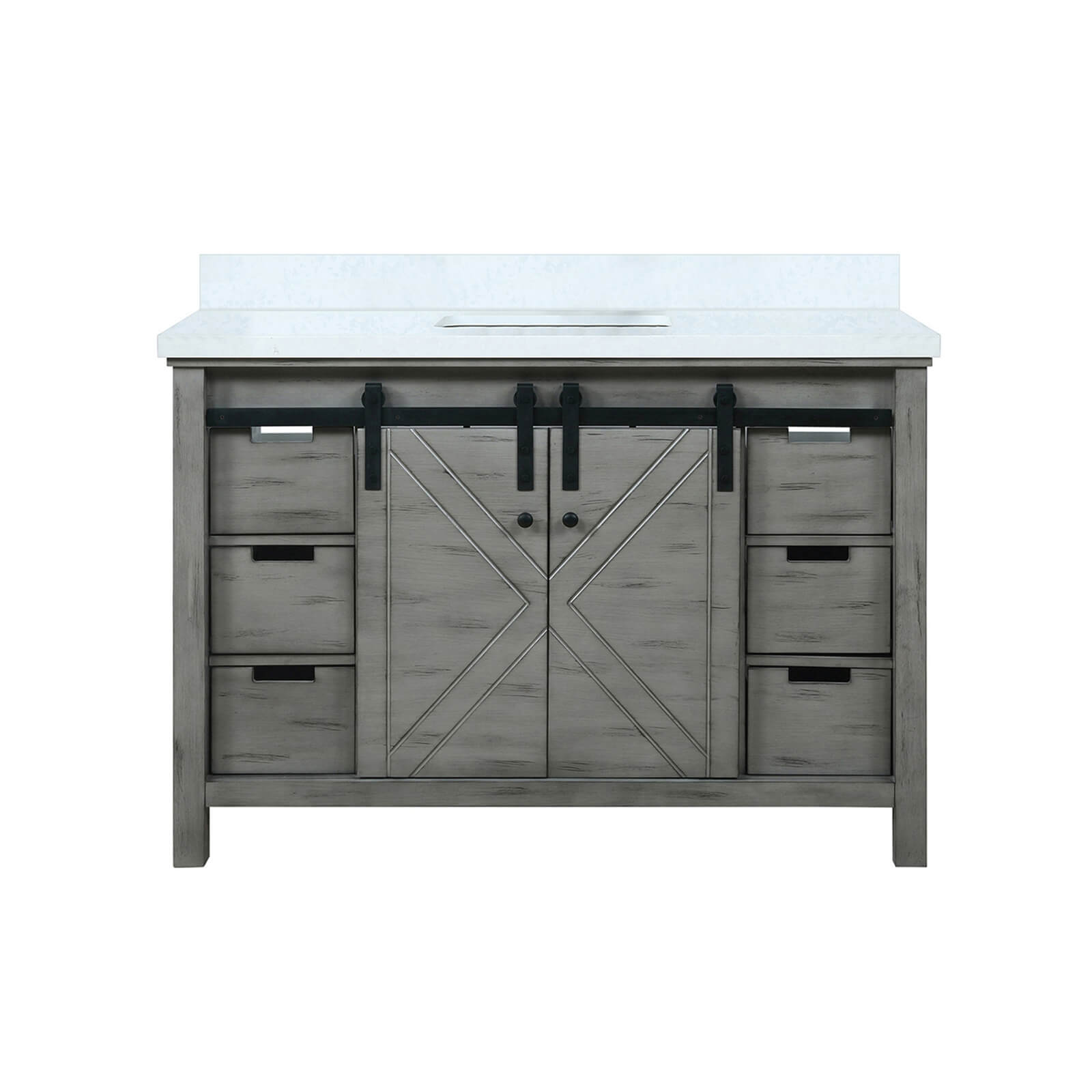 48&quot; Ash Gray Barn Bathroom Vanity with Quartz Countertop