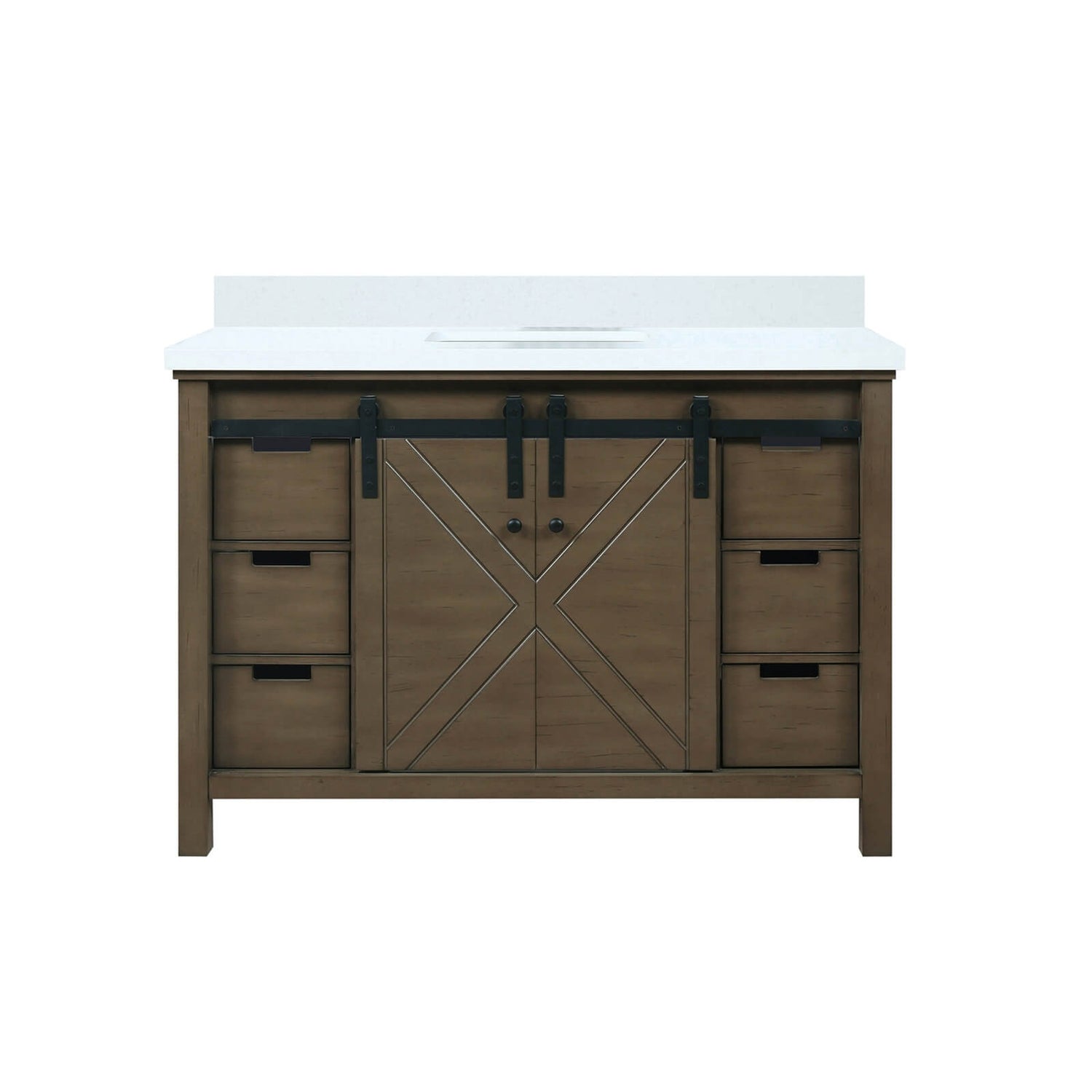 48 inch rustic brown bathroom vanity with quartz top