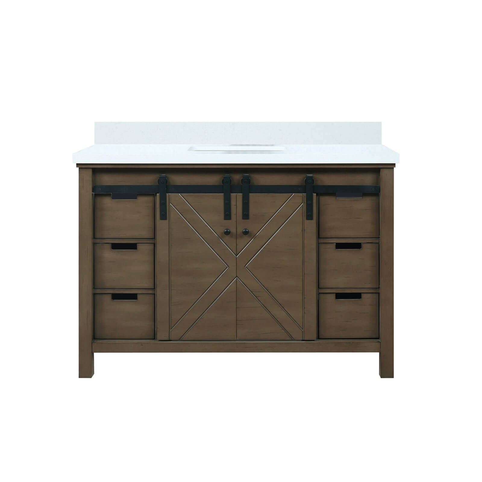48 inch rustic brown bathroom vanity with quartz top