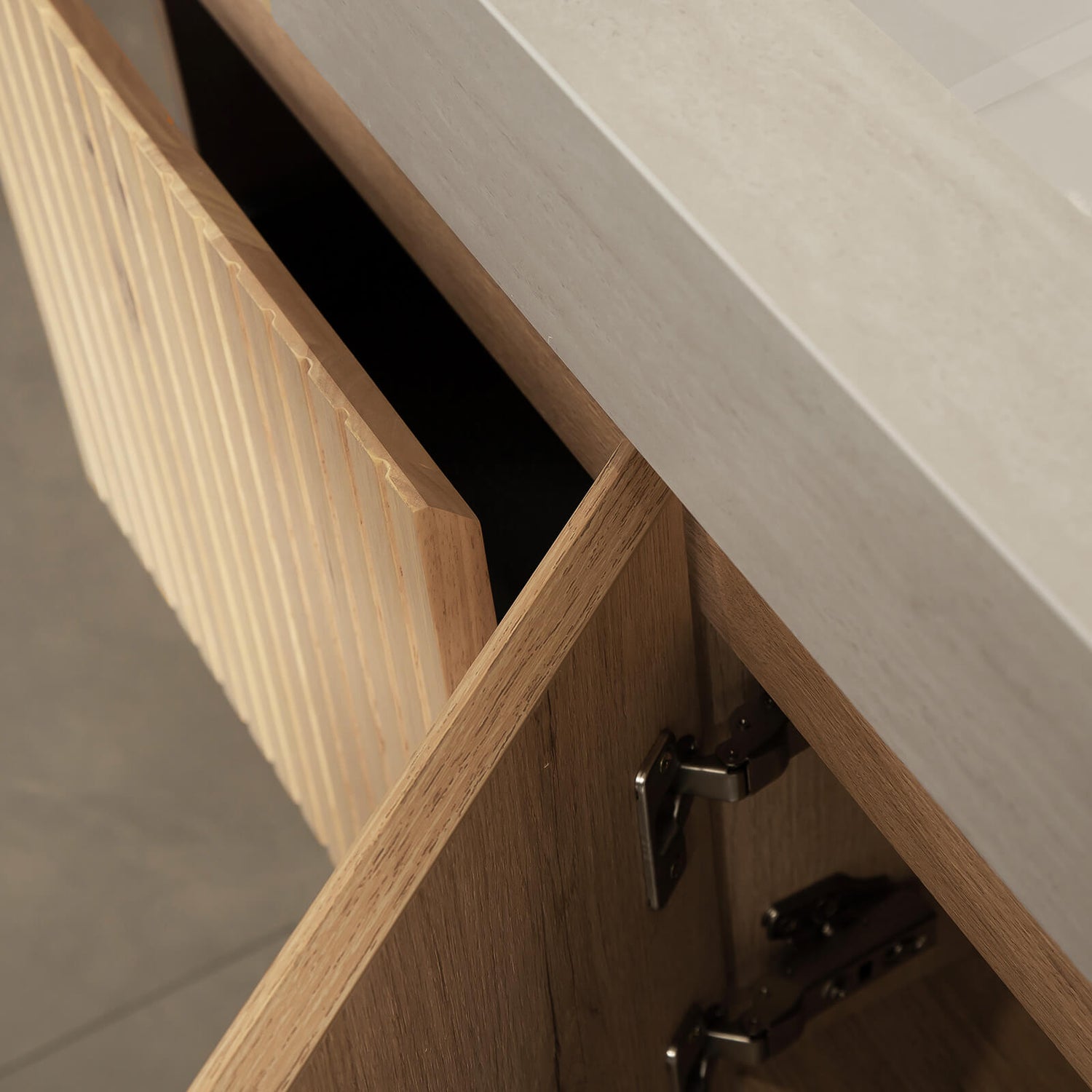 48 inch vanity with hidden drawer and soft close doors