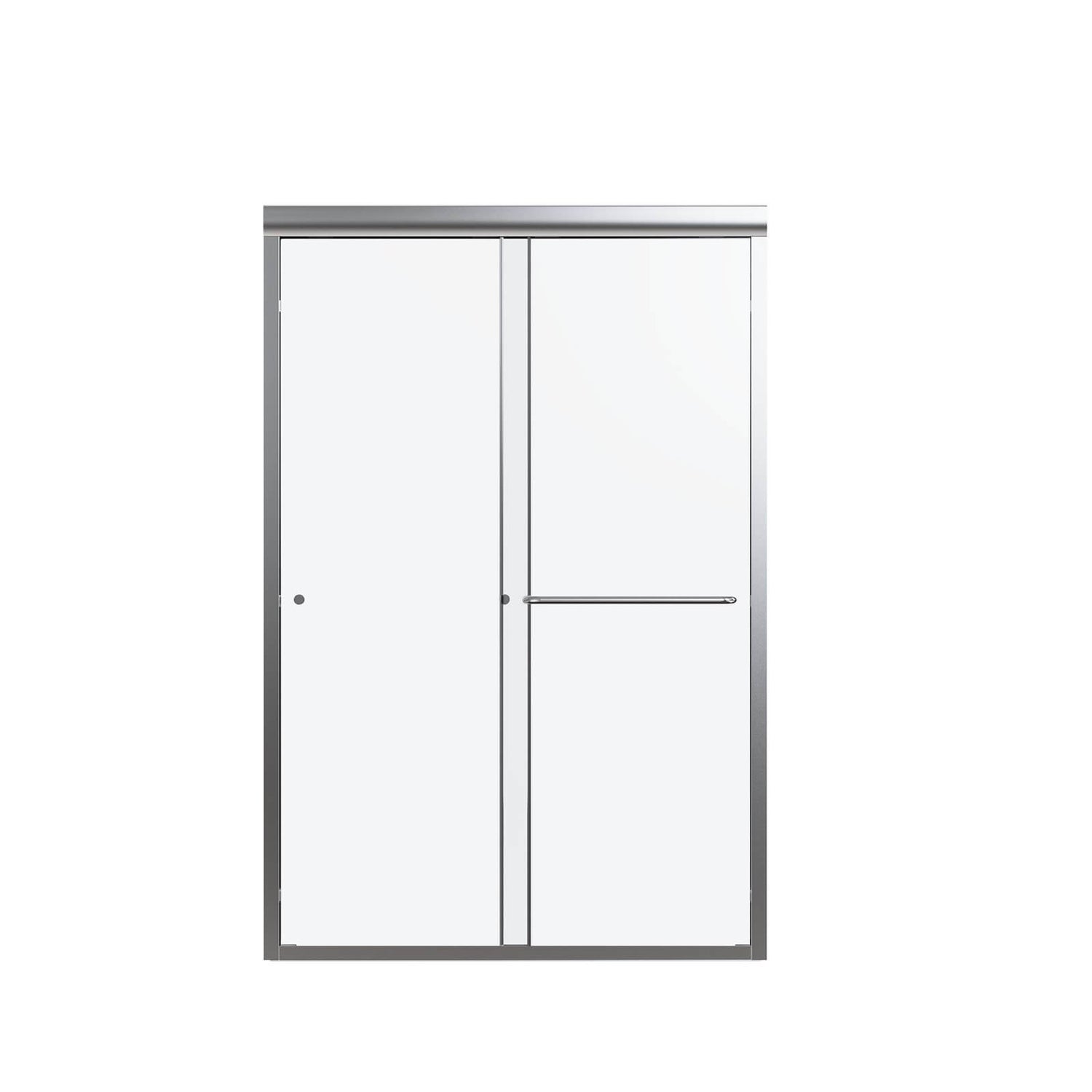 48 x 72 inch chrome semi frameless sliding shower door with polished finish in modern bathroom