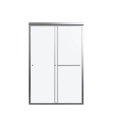 48 x 72 inch chrome semi frameless sliding shower door with polished finish in modern bathroom
