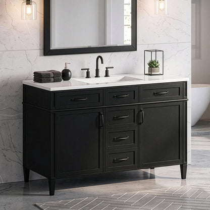 48 Inch Black Freestanding Bathroom Vanity Modern Interior Design Setup