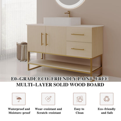 48 inch white oak bathroom vanity unboxing contents ceramic rectangular vessel sink plus flexible drain pipe included in package