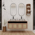 48 inch Floating Vanity with Marble-Veined Ceramic Sink and 12" Wall Storage Cabinet
