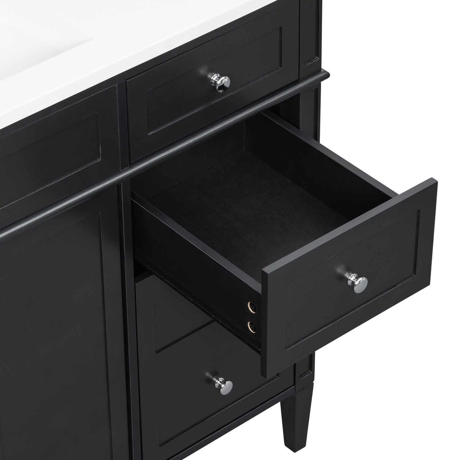 48 inch Freestanding Black Single Sink Bathroom Vanity Front View Interior Scene