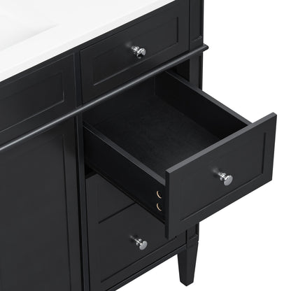48 inch Freestanding Black Single Sink Bathroom Vanity Front View Interior Scene