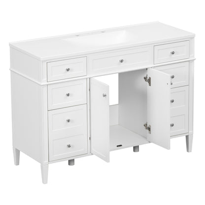 48 inch Single Sink Bathroom Cabinet Perspective View Open Doors