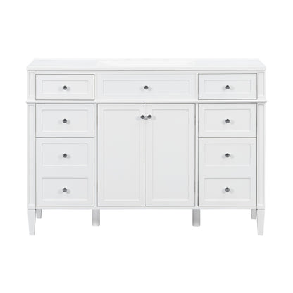 48 inch White Freestanding Bathroom Vanity Front Elevation View
