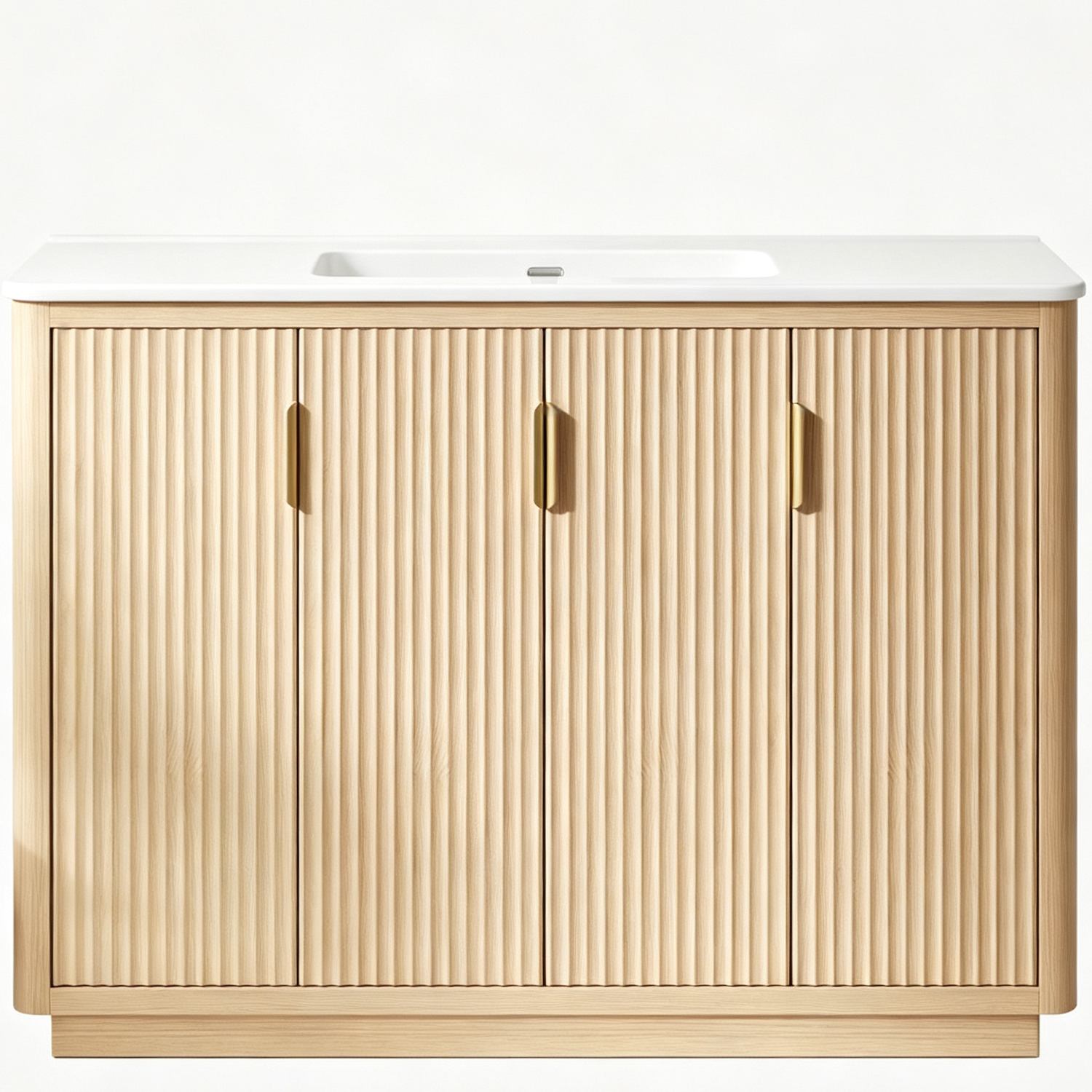 48 inch Wood Bathroom Vanity Cabinet Front View White Background