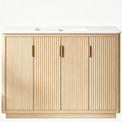 48 inch Wood Bathroom Vanity Cabinet Front View White Background