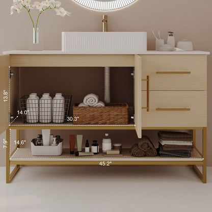 48 inch bathroom vanity inside cabinet cavity dimensions 13.8 inch height 14.0 inch depth 30.3 inch width plus bottom shelf 45.2 inch