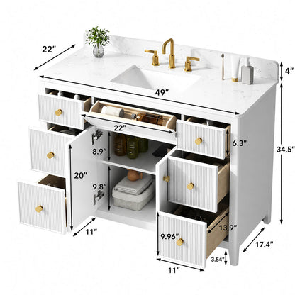 48 inch fluted bathroom vanity size