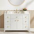48 inch fluted bathroom vanity with Carrara White countertop and undermount sink