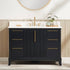48 inch freestanding bathroom vanity with Carrara White countertop and undermount sink