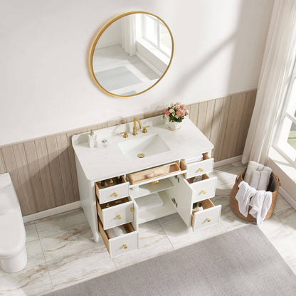 48 inch single sink bathroom vanity with countertop and soft-close storage