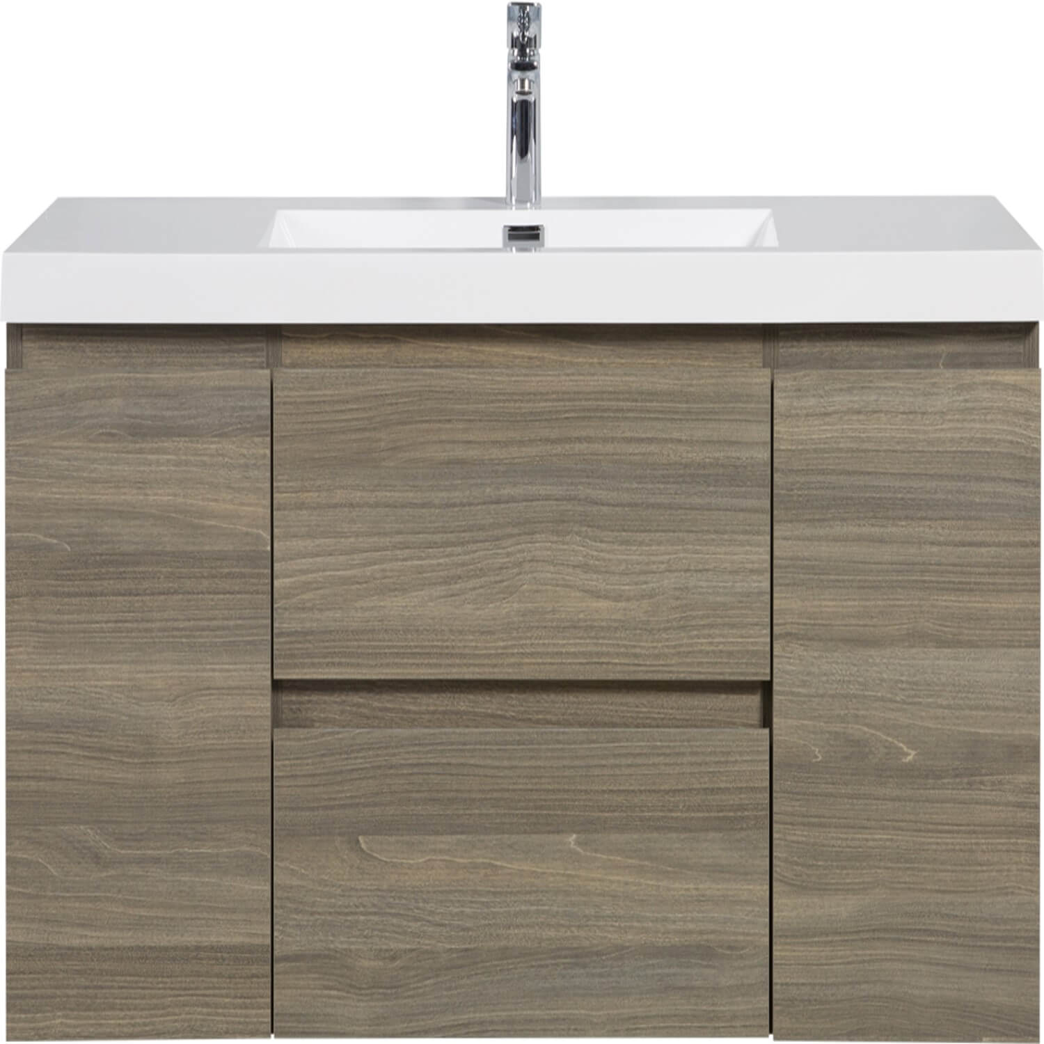 48 inch waterproof coated wood grain floating bathroom vanity cabinet front straight view