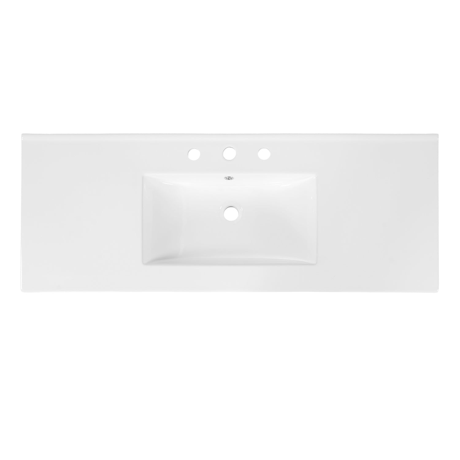 48 inch white ceramic bathroom vanity countertop with integrated rectangular sink and 3 faucet holes