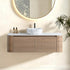 48 inch white oak floating vanity with marble vessel sink contemporary bathroom remodel rendering front view