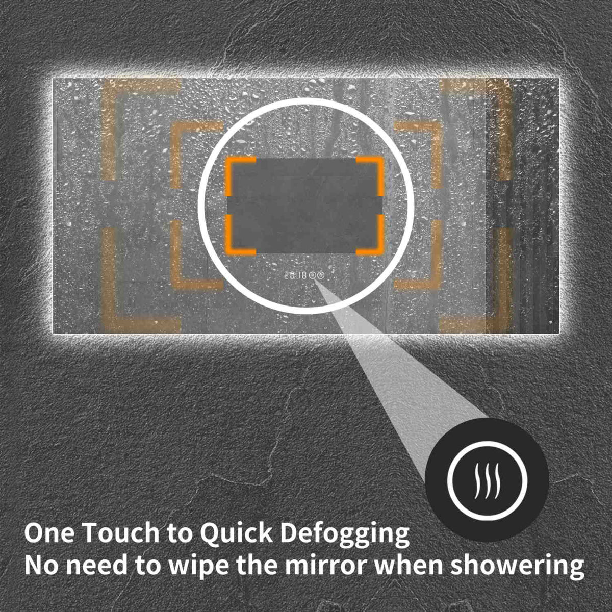 48 x 24 inch LED anti fog bathroom mirror one touch quick defogging heater no wiping needed after shower