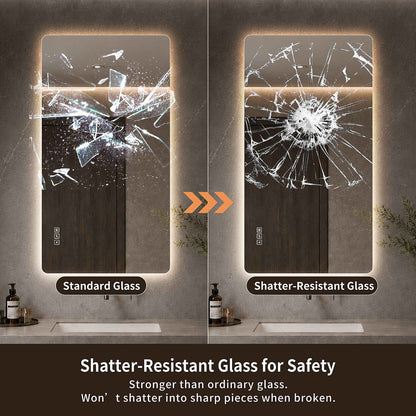 48x24-Inch Frameless LED Mirror Shatter Resistant Glass Safety Comparison