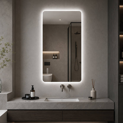 48x24-Inch Vertical Frameless Wall Mounted LED Mirror Modern Bathroom Cool White Lighting