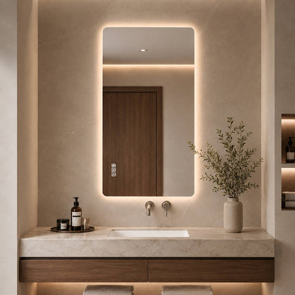 48x24in Frameless Wall Mounted Smart LED Bathroom Mirror Warm Glow Atmosphere