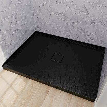 48x36 black acrylic shower base with slip-resistant floor surface for modern alcoves