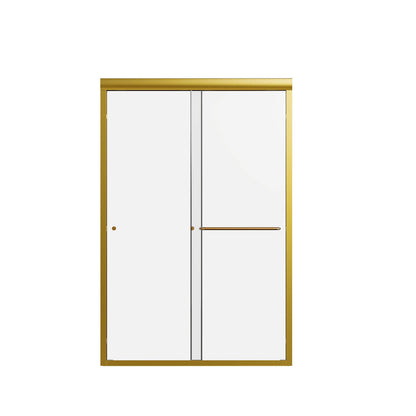 48x72 brushed gold semi frameless sliding shower door with dual rollers