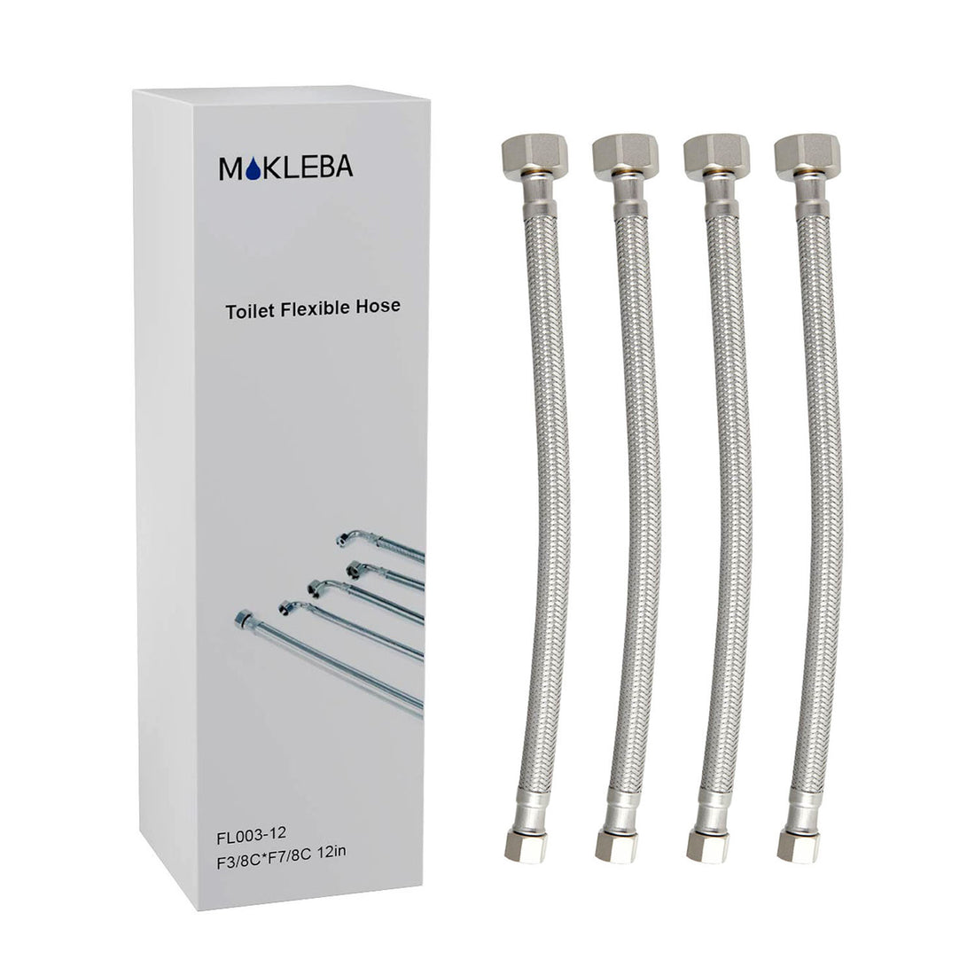 4PCS 12-Inch Toilet Water Supply Line