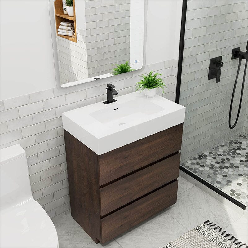 30 Inch Bathroom Vanity with Sink Floor Mounted One-Piece Sink Cabinet