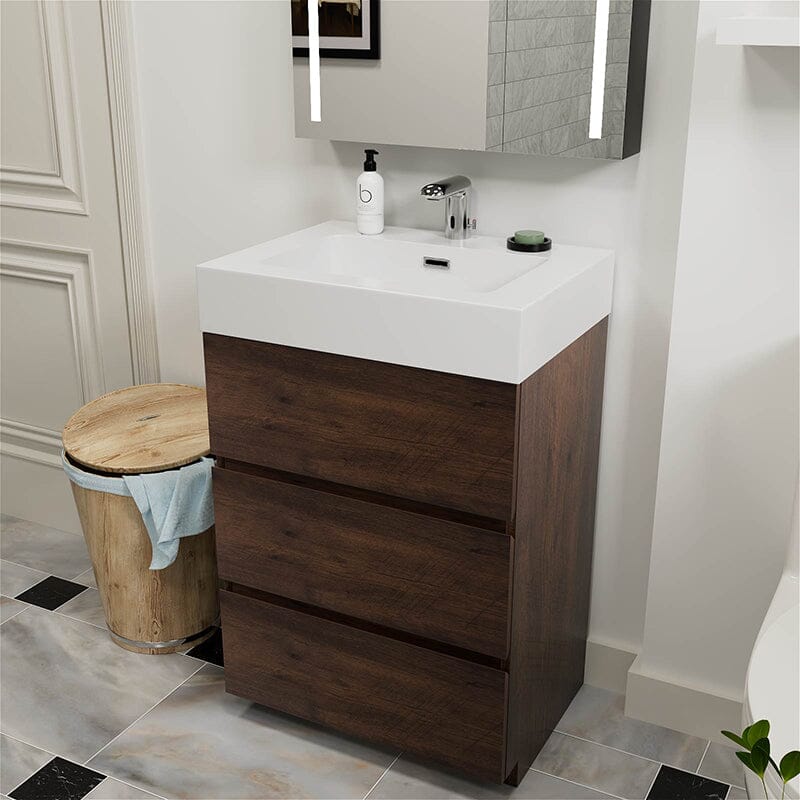 24 Inch Bathroom Vanity with Sink Floor Mounted One-Piece Sink Cabinet