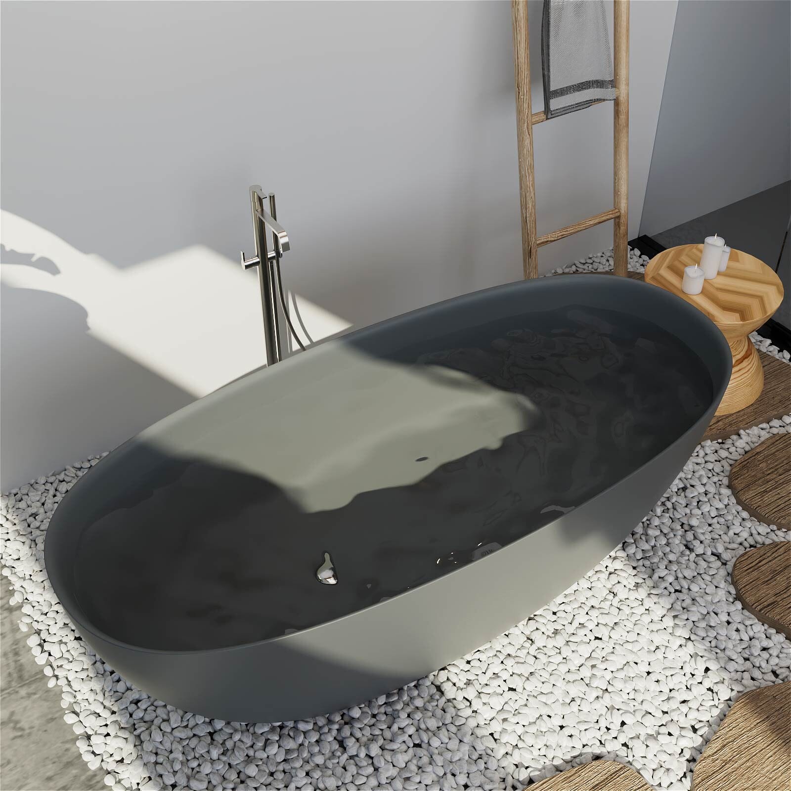 Modern Oval Shaped Bathtub Gray