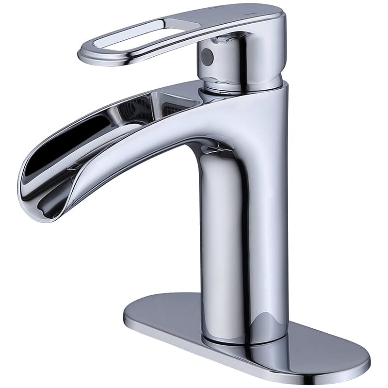 Waterfall Single Hole Single-Handle Bathroom Sink Faucet with Pop-up Drain Assembly