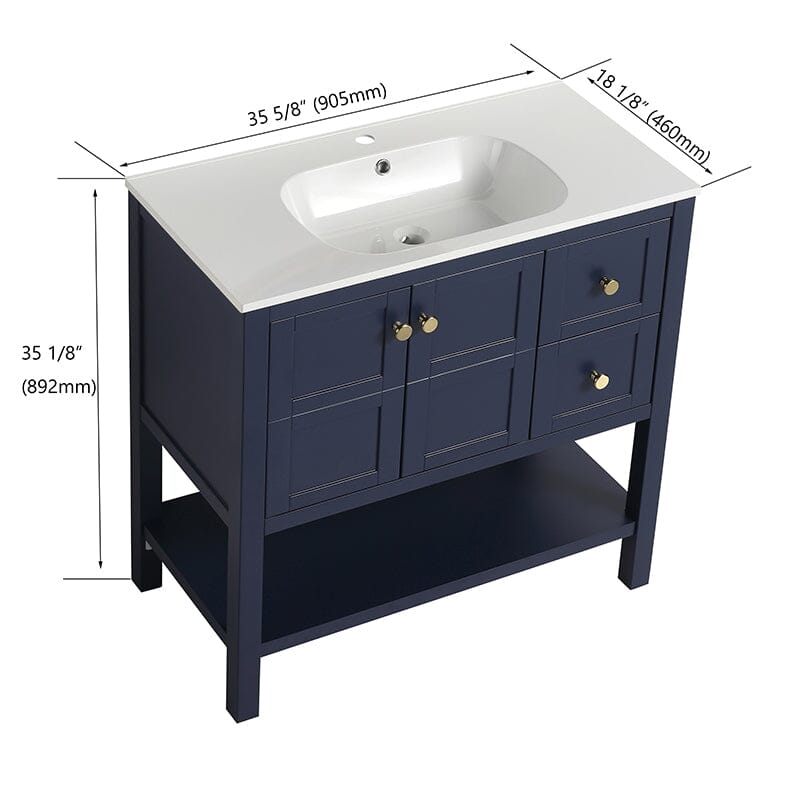 36-Inch Modern Freestanding Bathroom Vanity Sink Set with Storage Drawers