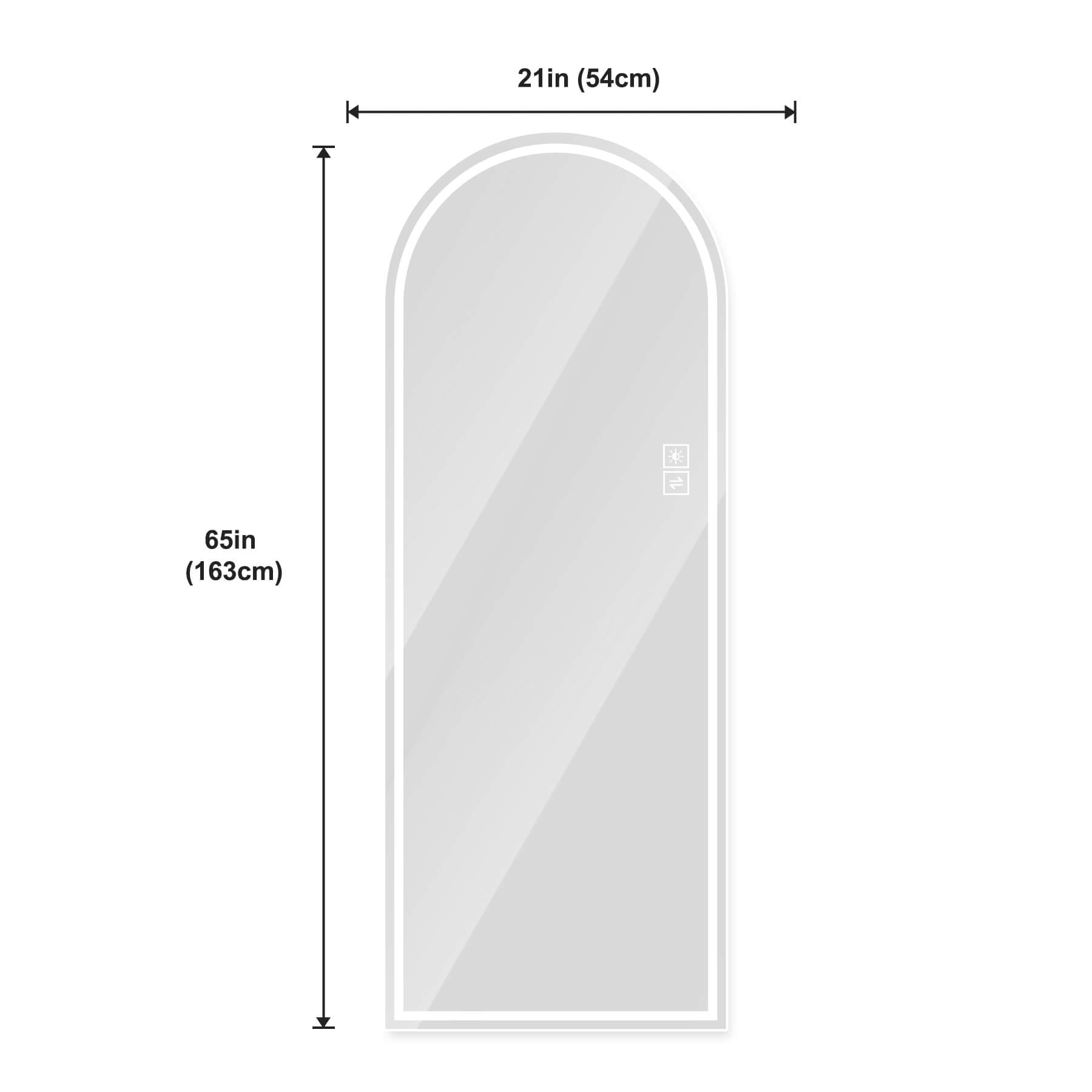 65"x21" Arch LED Bathroom Mirror with Anti-Fog, Dimmable Tri-Color Lights